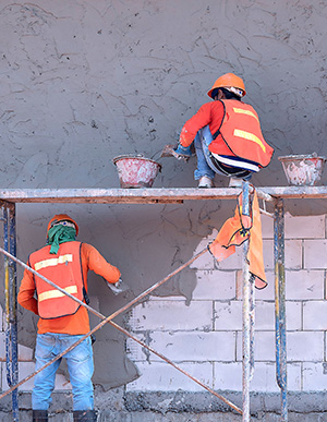 Plastering and building finishing work